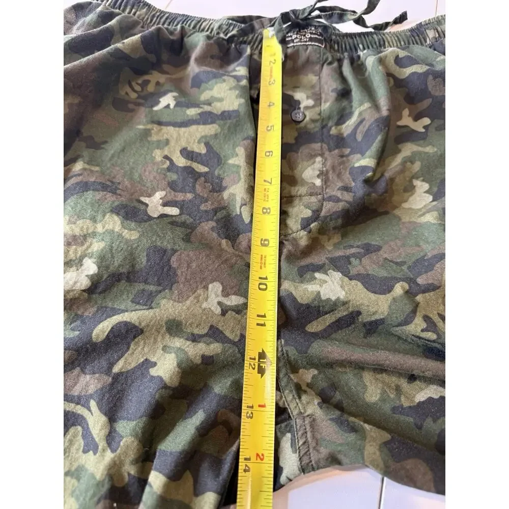 Polo Ralph Lauren Sleepwear Drawstring Pants Mens L Green Camo Loungewear Cotton